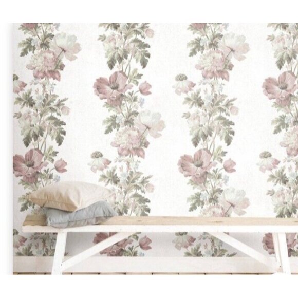 RoomMates Peel Stick Wallpaper Vintage Floral Botanical Vinyl Accent Wall 28.3 F - Picture 5 of 14